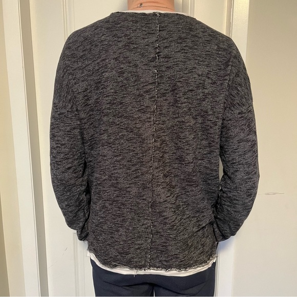 Men’s distressed sweater, made in Italy, grey with white detail, size L - Picture 3 of 10
